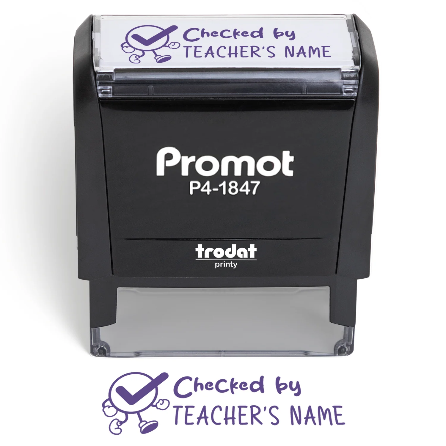 Teacher Custom Rubber Stamp "Checked By" - Medium